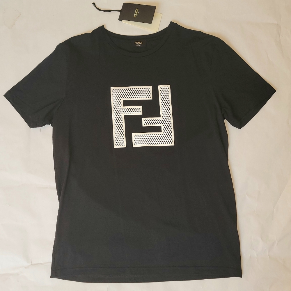 Fendi FF Applique Mesh Patch T-shirt Tee Light Jersey